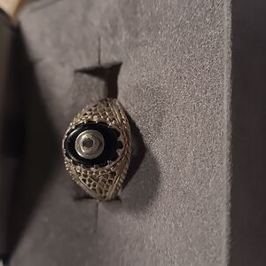 Vintage Sterling Silver Diamond and Black Onyx Ring 💍